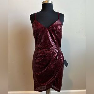 NWT Burgundy Lulus Sequin Mini-Dress